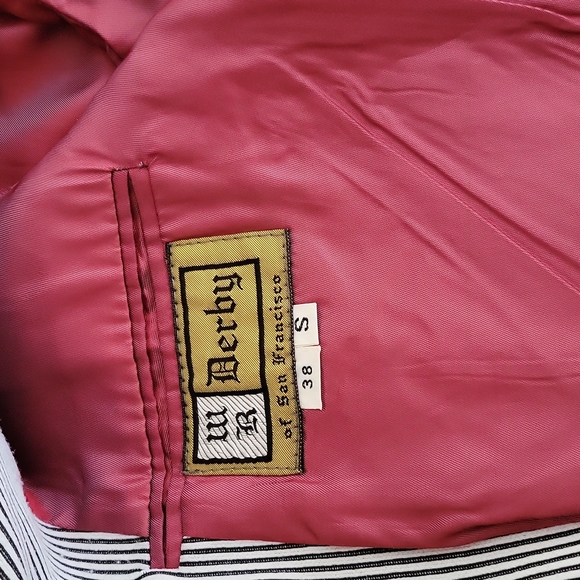 🍃Derby of San Francisco men's blazer jacket strips 38/S - Picture 12 of 14